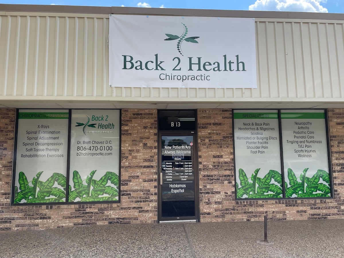 Back 2 Health Chiropractic office entrance in Lubbock, TX
